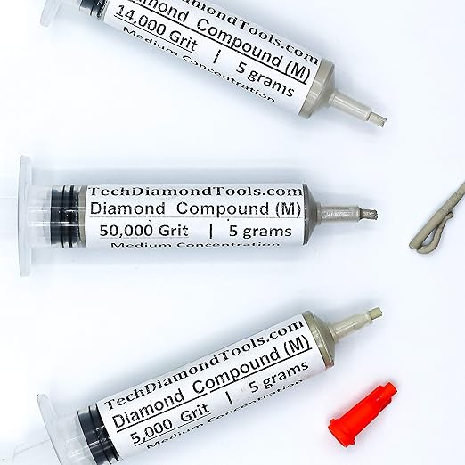TechDiamondTools Kit of 3 Diamond Polishing Compound Polishing Paste USA Made 5000 14000 50000 Grit for Marble Glass Metal Rock Jewelry Resin Silver Gemstone with 25% Diamond Powder