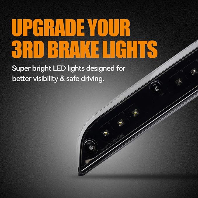 Third 3rd Brake Light LED for 2015-2020 Ford F150, High Mount Rear Brake Lights Assembly for 2017-2020 F250/F350/F450 Super Duty, Waterproof Center Cab Lamp Stop Light (Black)
