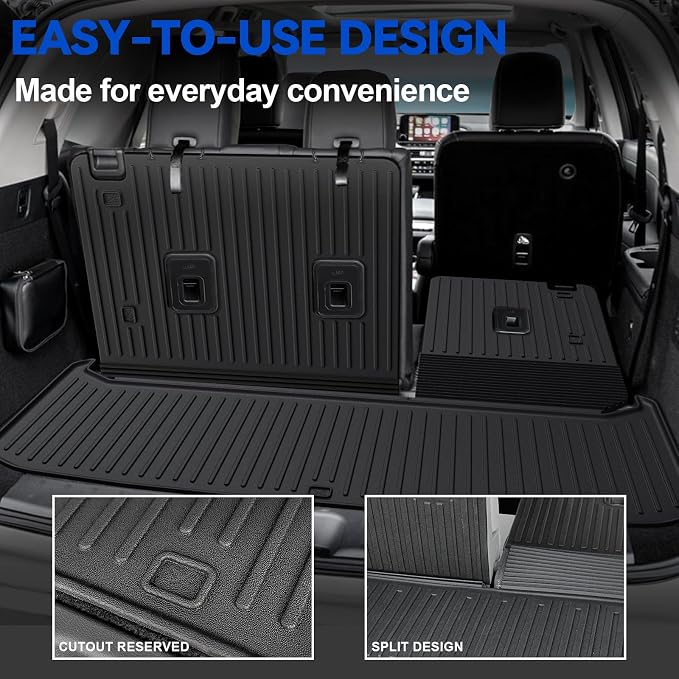 Floor Mats for Nissan Pathfinder 2022-2025 2026, All Weather Floor Mats Trunk Cargo Liner with Backrest Protectors and Door Sill Guards Accessories, Full Coverage Set (Fit 7/8 Seats)