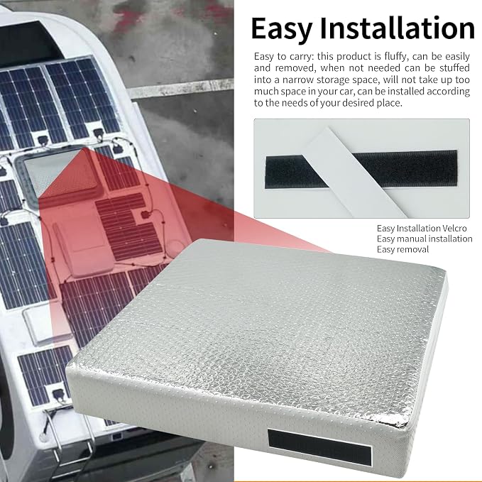 2PCS 14"x14"x3" Universal RV Vent Insulator, RV Skylight Cover with Reflective Surface, Skylight Shade Energy Savings Sunroof Fits for 14 Inch X 14 Inch RV/for Camper Vents