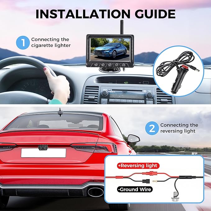 Wireless Backup Camera Solar for Truck: 5''Portable Magnetic Wide Rear View Camera- HD 1080P 5 Inch Split-Screen, Easy Install, IR Night Vision, IP69K Waterproof for Pickup Trailer Small RV Camper