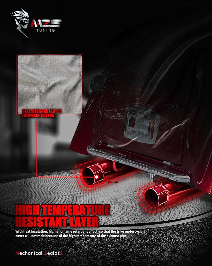 MZS Trike Motorcyle Cover Waterproof Compatible with Freewheeler Tri Glide Ultra Street Road Glide 3 CVO, 3 Wheel Vehicle Covers Sun Rain All Weather Outdoor Protection Storage