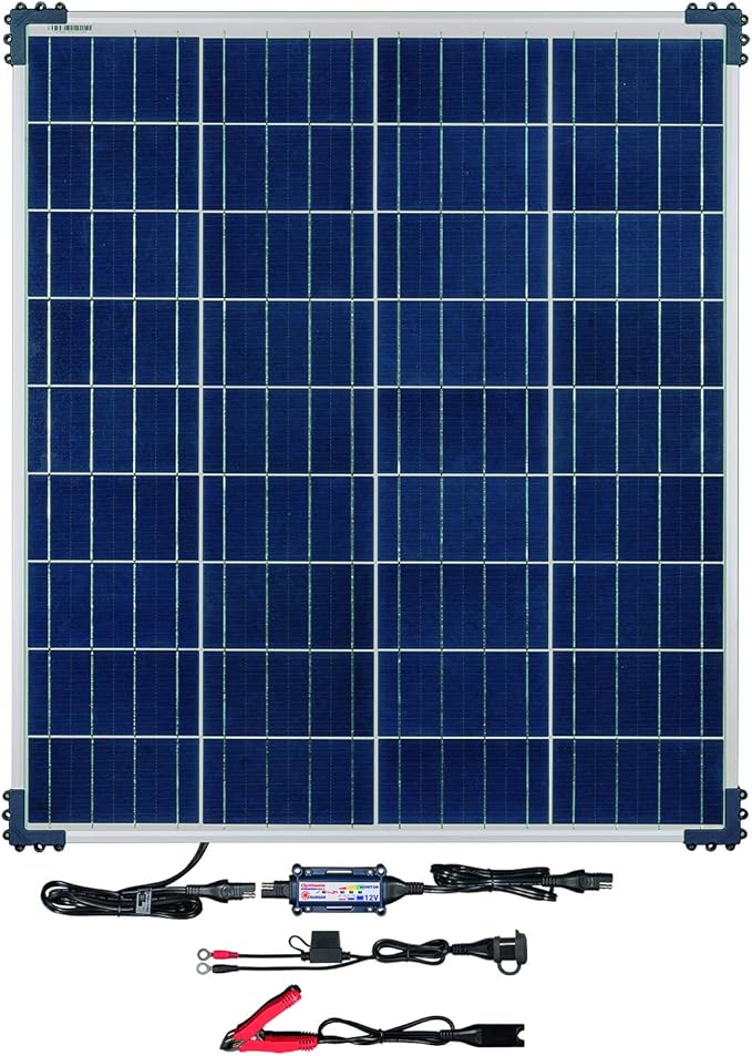 OptiMATE SOLAR + 80W Solar Panel, TM-523-8, Solar Pulse Charger, Tester & Maintainer for 12V batteries, with 80W solar panel