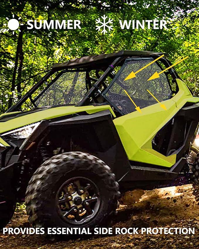 for ATV/UTV Window Net Rear Roll Cage Mesh Guard + Right + Left Window Shade Shield Net Cover for Polaris RZR 570 800 800s 900 Turbo s 1000 RZR XP Polaris Ace 2015-2019