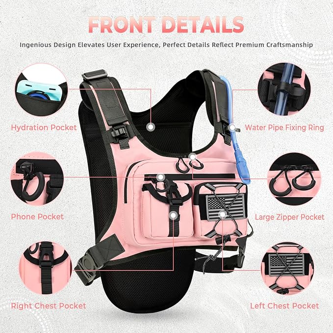 Criuage USA Patent Running Hydration Vest Backpack, Lightweight Chest Pack with 2.0L Water Bladder Bag Daypack for Hiking Running Cycling Race Marathon for Women Men