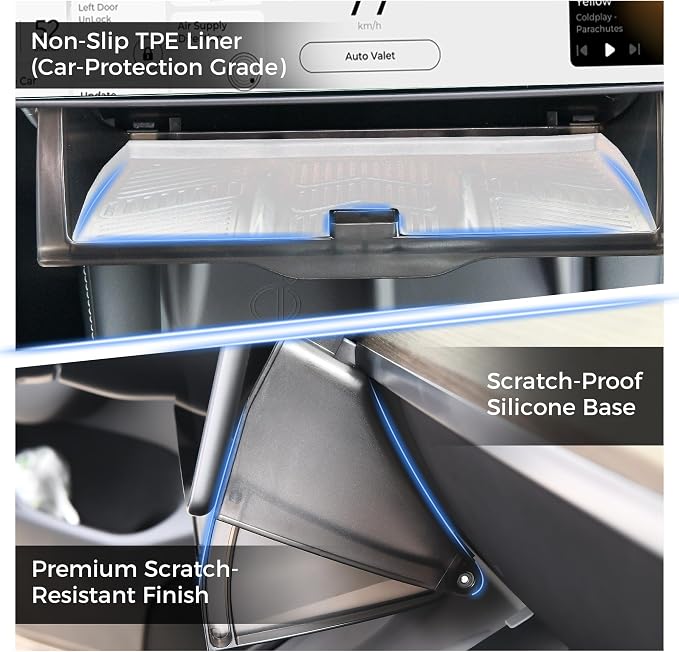 Under Screen Storage for Tesla Model Y/3 - Organizer Tray for Tesla Screen Compartment (Include Juniper & Highland), Enhanced Vehicle Interior with Secure Compartments (White)