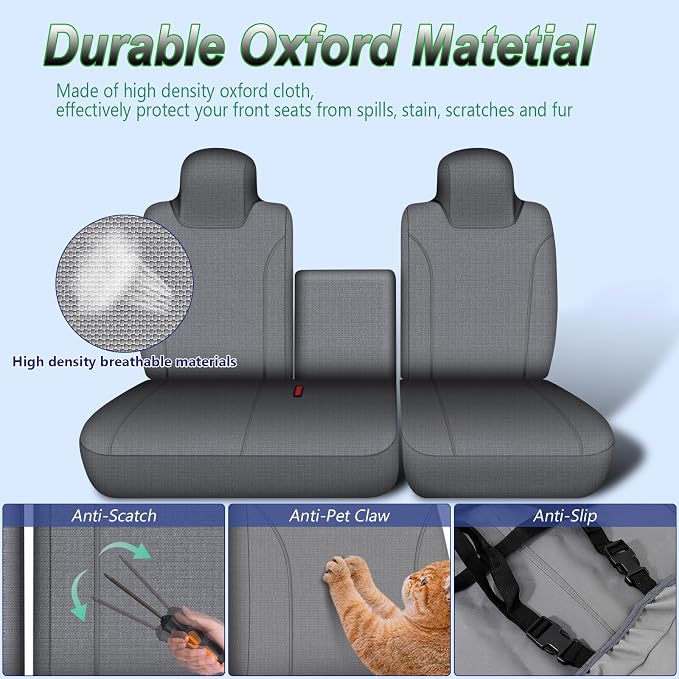 Custom-Fit Front Seat Cover for 2006-2025 Isuzu NPR, Premium Automotive Bucket Seat Cover with Molded Headrests, Airbag Compatible, Quick Setup Interior Cover for 2006-2025 Isuzu NPR