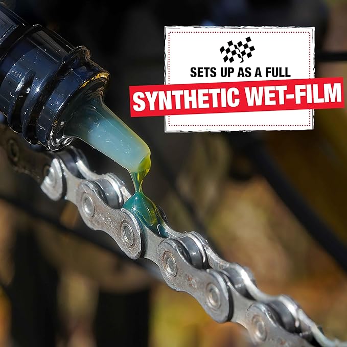 Finish Line Wet Bicycle Chain Lube – Long-Lasting Wet Style Lubricant for Road, Mountain, and Gravel Bikes – Reduces Friction and Repels Water – 8oz Drip Bottle