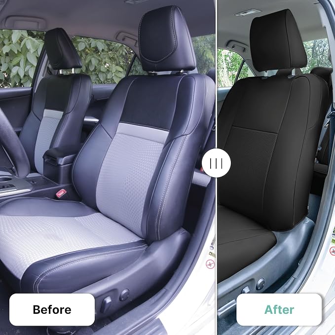 FH Group Custom Fit Seat Covers Specifically Made for 2012-2017 Toyota Camry LE | SE | XSE | XLE - Faux Leather, Waterproof Car Seat Cover, Front Set Black