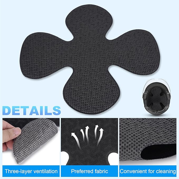 Motorcycle Helmet Liner, Motorcycle Helmet Padding, Helmet Padding Inserts with Hook and Loop Reusable Washable Lining Pad for Hard Hat(1 Pack)