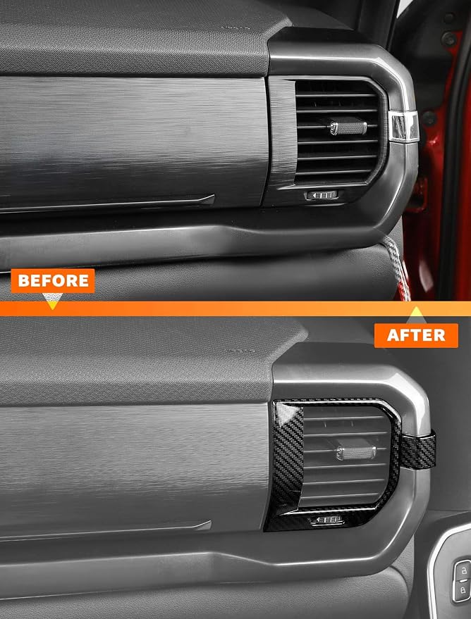 Savadicar Carbon Fiber Interior Accessories - Ac Vent Trim Cover for Ford F150 (2021-present) - Premium Texture Interior Decor Upgrade Option, 4-Piece Set
