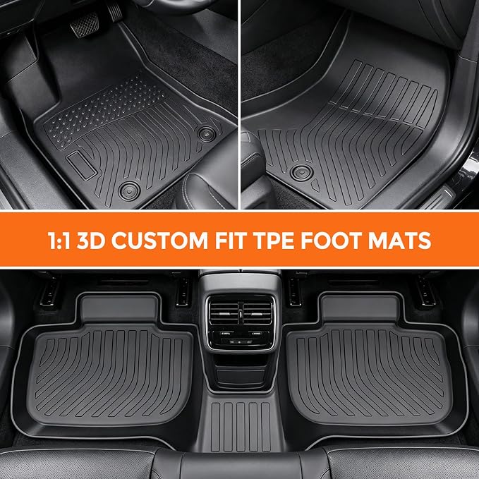 Floor Mats for Dodge Challenger RWD 2015-2023 (Not for AWD or 3.6L V6 Engine Models), Custom Fit Heavy Duty TPE All Weather Protection, Waterproof Non-Slip Black Car Liners (Two-Row Floor Mats)