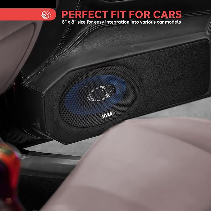 Pyle 6” x 8” Car Sound Speaker (Pair) - Upgraded Blue Poly Injection Cone 3-Way 360 Watts w/ Non-fatiguing Butyl Rubber Surround 70 - 20Khz Frequency Response 4 Ohm & 1" ASV Voice Coil - Pyle PL683BL