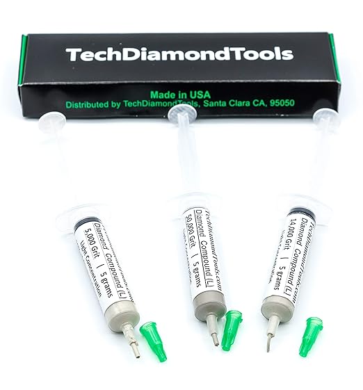 TechDiamondTools Kit of 3 Diamond Polishing Compound Polishing Paste USA Made 5000 14000 50000 Grit for Marble Glass Metal Rock Jewelry Resin Silver Gemstone with 10% of Diamond Powder