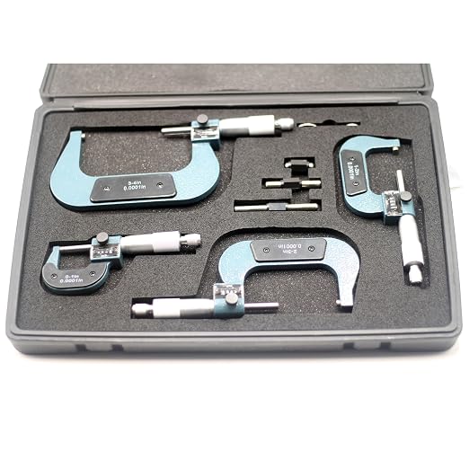 HFS(R) 0-4" Mechanical Digital Outside Micrometer Set 4 PCS (0-1", 1-2", 2-3", 3-4") - Digit Counter, Carbide Tipped, 0.0001" Accuracy