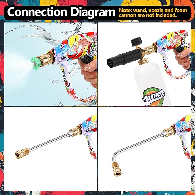 Pressure Washer Short Gun 4000 PSI High Pressure Power Washer Gun with M22-14mm Inlet and 1/4 Inch Quick Connector Heavy Duty Spray Gun for Foam Cannon Car Wash