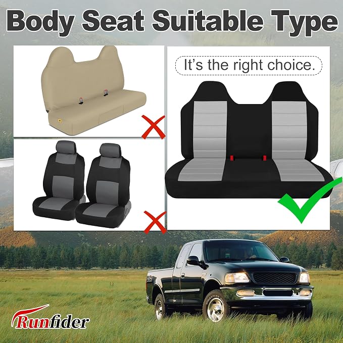 Custom Bench Seat Covers for Ford F150 1999 2000 2001 2002 2003 2004 Heavy Duty Cloth Protector Interior Accessories，Waterproof & Machine Washable - Gray
