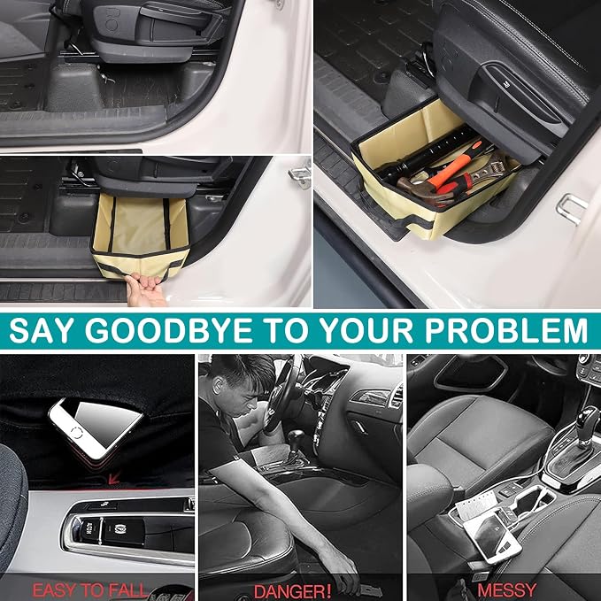 Car Front Under Seat Storage Organizer Compatible with Ineos Grenadier 2020-2025 Oxford Cloth Under Seat Storage Box Interior Accessories， Applicable to both left and right. (Beige)