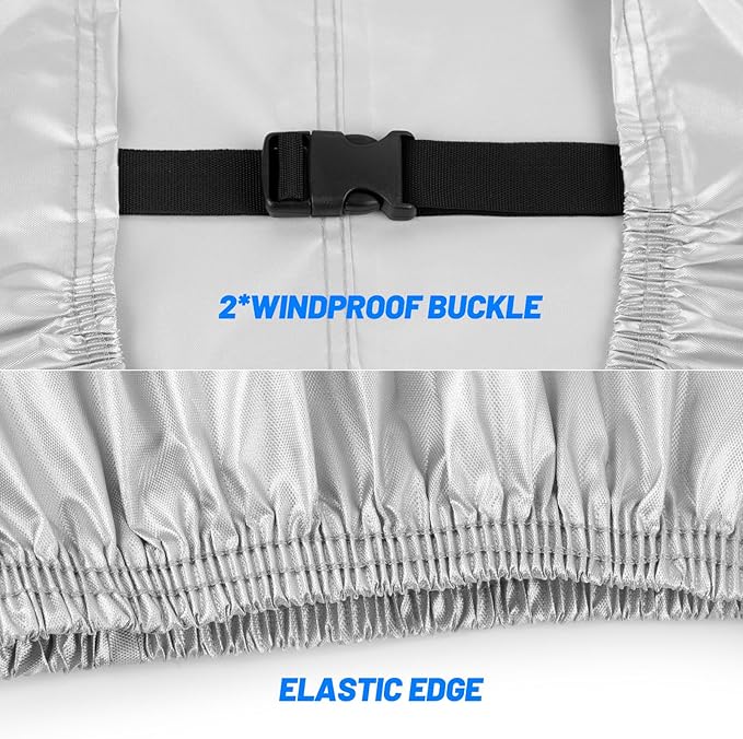 Favoto Bicycle Cover Waterproof Outdoor - Bike Cover for 2 Bikes Outdoor Storage Windproof UV Snow Proof with Lock Hole for Mountain Road City Bike Beach Cruiser Bike, Solid Silver