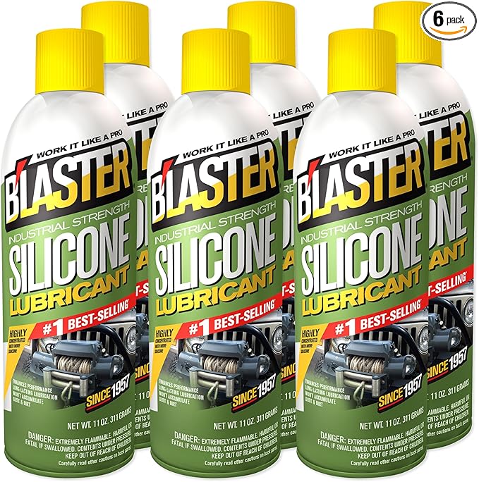 B’laster Silicone Lubricant Spray – Non-Staining Silicone Spray for Metal Parts – Long-Lasting Protection, Reduces Friction & Wear – Works on Metal, Rubber & Plastic – 11 oz (Case of 6)