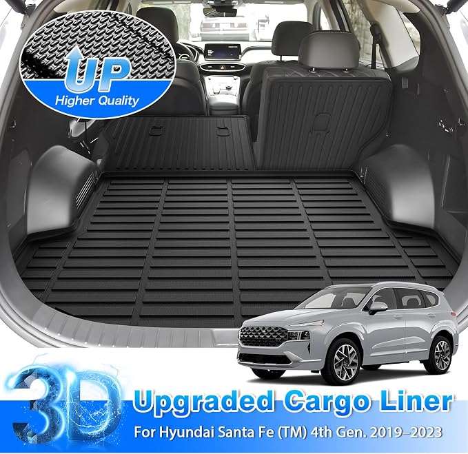Santa Fe Cargo Liner - Trunk Mat for Hyundai Santa Fe 2021-2023, All Weather Cargo Mat for Santa Fe Accessories, Heavy Duty Car Mats, Car Accessories