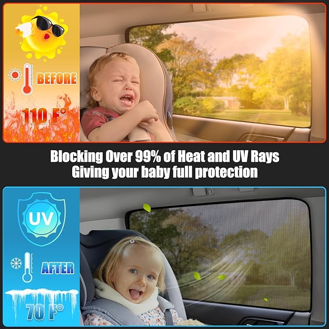 XCBYT Car Window Shades for 2018-2022 Accord Sun Shade for Car Baby Side Window with Breathable Mesh Blocking 99% UV Glare and Privacy Protection Safe Driving for Napping Camping Dressing (4 PCS)