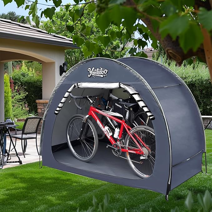 Bike Shed, Waterproof Bicycle Shelter, Outdoor Portable Bike Storage Shed Tent with 210D Oxford Fabric, Bicycle Cover Fits 2-3 Bikes (Blue)