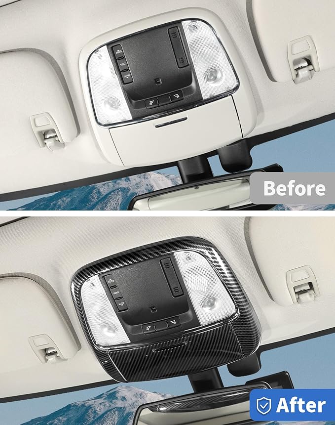 Roof Reading Light Cover Trim Fit for 2011 + Dodge Charger/Durango/Chrysler 300 Interior Accessories Carbon Fiber Reading Lamp Decals Cover Trim Sticker Kit