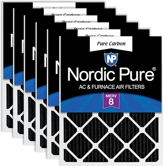 Nordic Pure 14x30x1 (Actual Size: 13 15/16 x 29 15/16 x 3/4) Pure Carbon Pleated Odor Reduction Furnace Air Filters 6 Pack