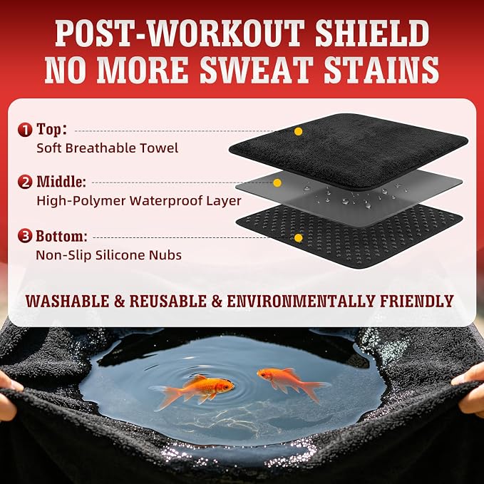 550g Heavy Duty Towel Car Seat Cover, Waterproof Sweat Protector for Post-Gym & Beach, Non-Slip Microfiber Bucket Seat Mat for Sedans SUV Minivans, Machine Washable (Black, 1-Pack)