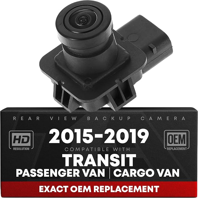 Rear View Backup Camera, Reverse Park Assist - Compatible with 2015-2019 Ford Transit Cargo Van, Passenger Van - OEM CK4Z19G490A, CK4T19G490AB, 592-027, FO1960146