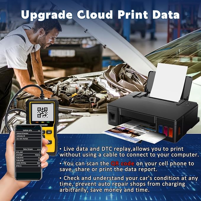 OBD2 Scanner Diagnostic Tool Professional Enhanced Auto Check Engine Code Reader with Reset,35,901 DTC Cloud Print I/M Readiness OBDII/EOBD Car Diagnostic Scan Tools for Vehicles After 1996