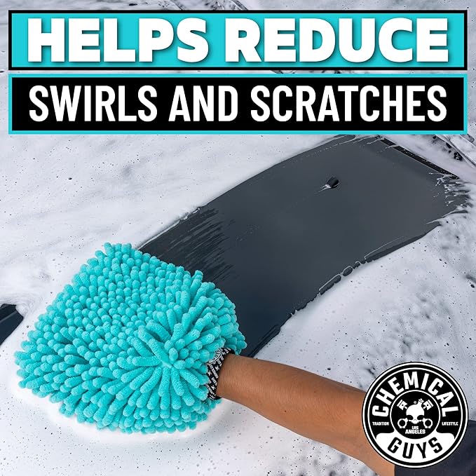 Chemical Guys Teal X-Large Noodles Mitt 2 Pack - Ultra Plush Scratch-Free Wash Mitt with Maximum Foam Coverage for All Vehicle Surfaces (MIC51302)