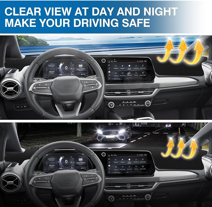 KUST Black Dash Cover for Chevy Equinox EV 2024 2025 2026 Polyester Dashboard Cover Left Hand Drving Dash Carpet Non-Slip Interior Accessories for Equinox Custom Fit Dash Mat