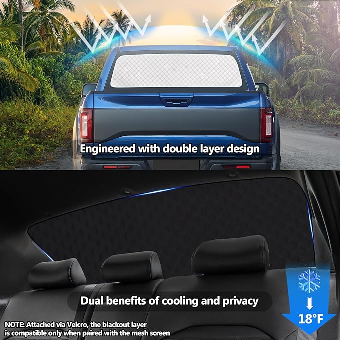 ZATOOTO Rear Windshield Sunshade for F150 2016-2024 Rear Windshield Sunshield Double Layer Design for Sunshade and Privacy Offer Great Visibility Sun Blocker Back Window Sun Shade for F150