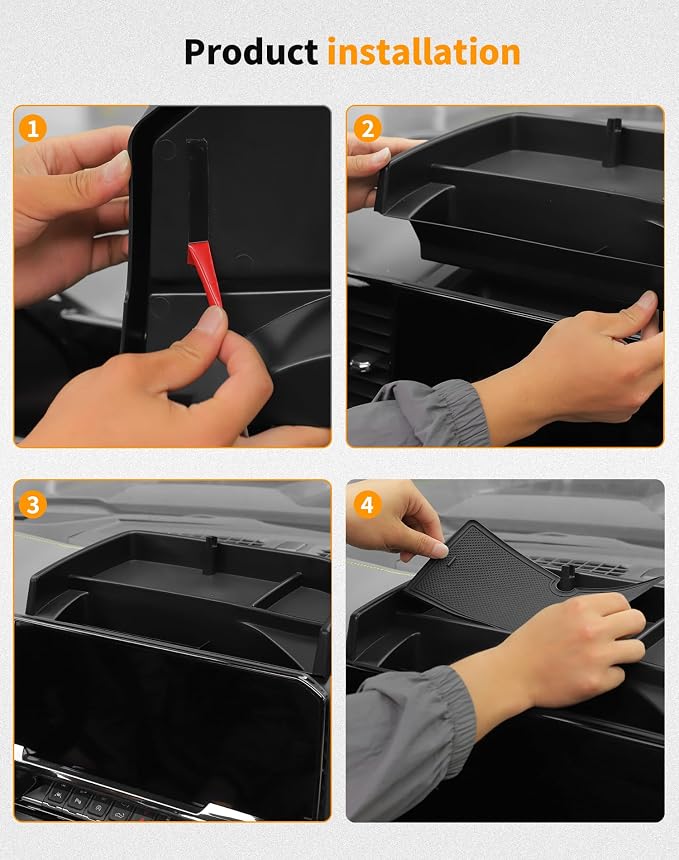 Hoolcar Center Console Storage Tray Dashboard Organizer Fit for Chevrolet Silverado 2022-2025, Black