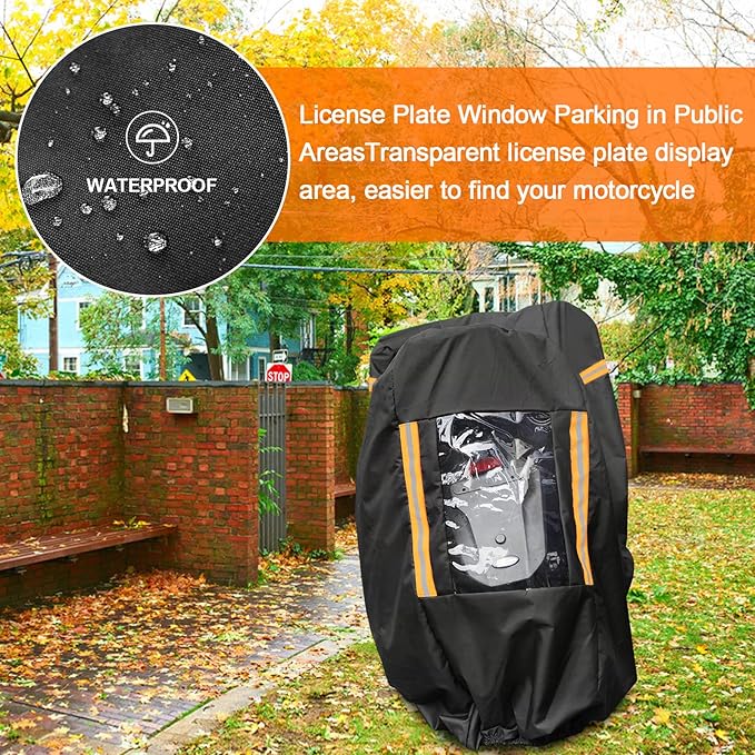 Comnova Motorcycle Cover 104 Inch, 600D Universal Motorcycles Cover Waterproof with Lock-Holes All Season, Large Motorbike Vehicle Scooter Cover for Harley Davidson, Honda, Suzuki, Kawasaki, Yamaha