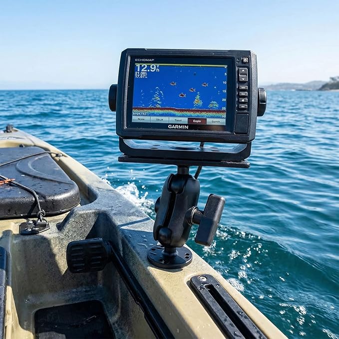 xik 1.5" Ball Short Arm Fish Finder Mount, Aluminum Alloy Marine Electronic Mount, Round Base with 1.5 inches / 38mm / C Size Ball Adapters, Compatible with Garmin, Lowrance, Humminbird and More