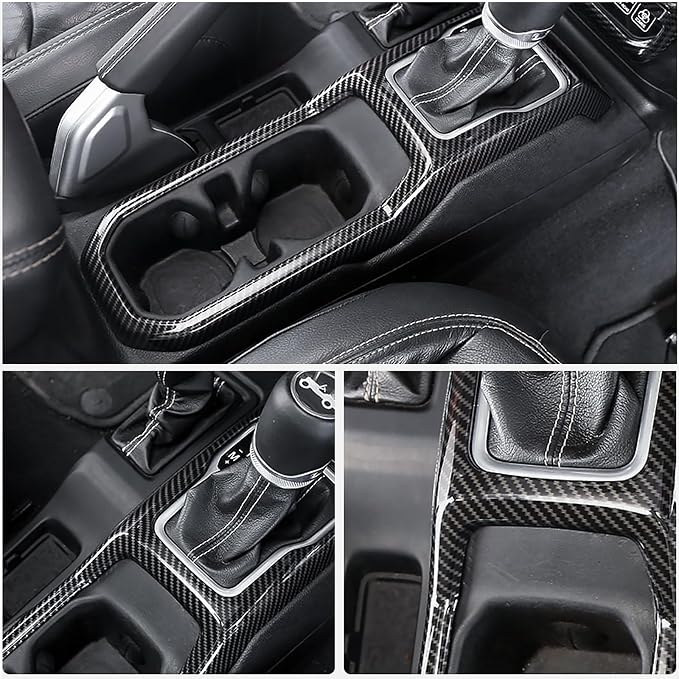 Shifter Bezel Dash Air Vent Trim 3PCS for Jeep JL JLU Gladiator JT 24-26 | Carbon Fiber Look Panel Covers Center Console Protective Set 2024 2025 2026 Wrangler Sahara Rubicon Interior Accessories
