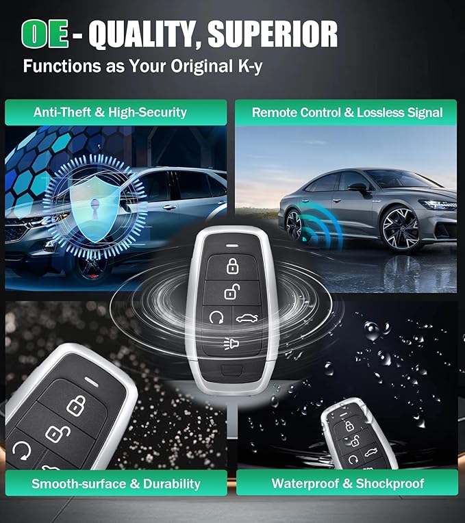 Autel MaxiIM IKEY IKEYAT5TPR Programmable Smart Key Replacement 5 Buttons Lock Unlock Air Suspension Remote Start Panic Buttons OE-Quality for 700+ Vehicles OBD Learning 40 meters/130 feet