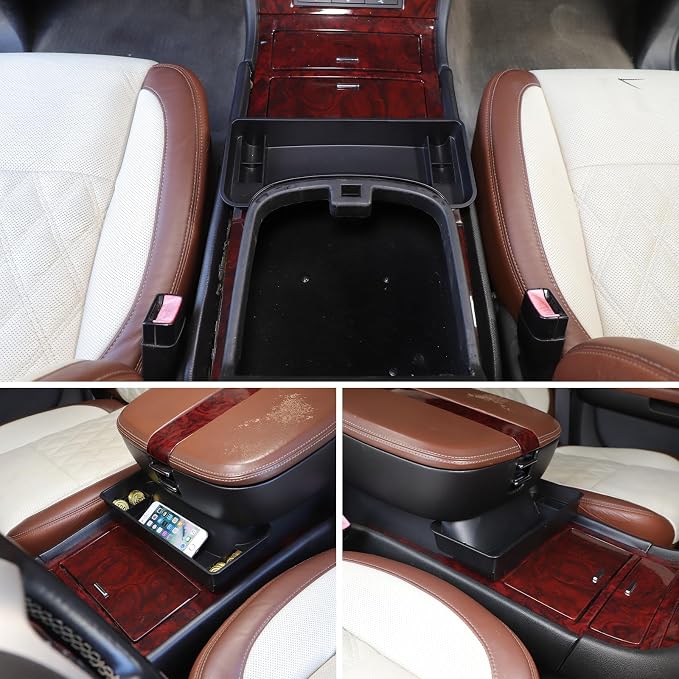 Center Console Hanging Storage Box Compatible with Cadillac Escalade 2007-2014, Organizer Tray Armrest Storage Auto Interior Storage Accessories