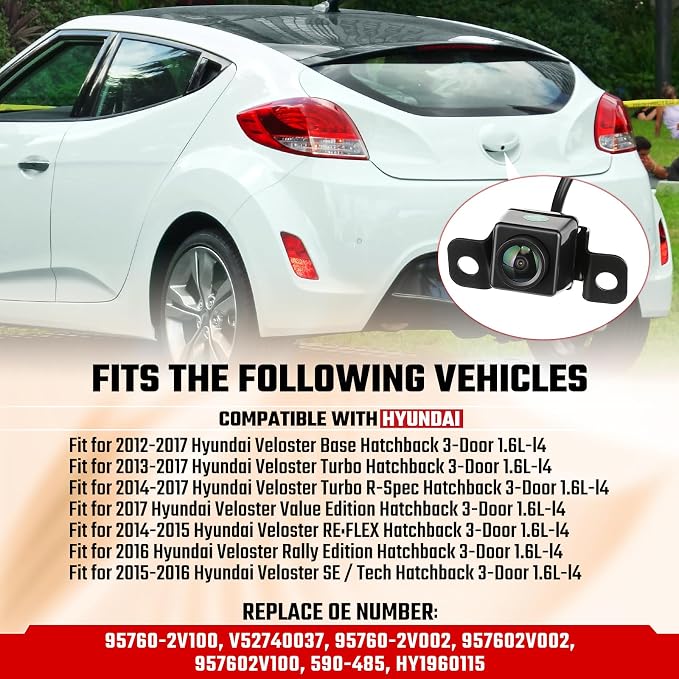 95760-2V100 Backup Camera Rear View Camera Fit for Hyundai Veloster 2012-2017 Parking Park Assist Camera Replaces#95760-2V001, 95760-2V002, 95760-3Z003, 590-485, HY1960115, V52740037