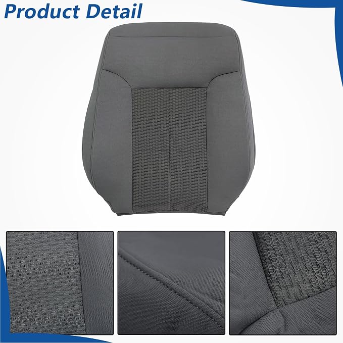 WFLNHB Cloth Front Driver Side Bottom and Top Lean Back Seat Cover Gray Replacement for F250 F350 F450 F550 XL XLT 2011-2016 Not Replacement for F150