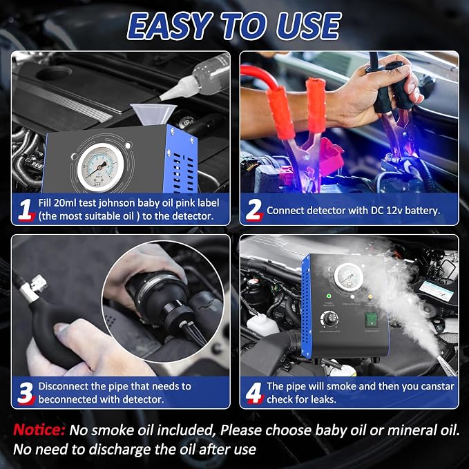 Automotive Smoke Machine Leak Detector, 19PSI Upgraded Dual Mode with Built-in Air Pump & Pressure Gauge, 12V DC EVAP Vacuum Exhaust Fuel Pipe Diagnostic Tool for Vehicles, ATV, Boat