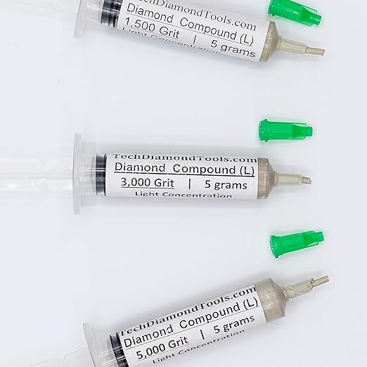 TechDiamondTools Kit of 3 Diamond Polishing Compound Polishing Paste USA Made 1500 3000 5000 Grit for Marble Glass Metal Rock Jewelry Resin Silver Gemstone with 10% of Diamond Powder