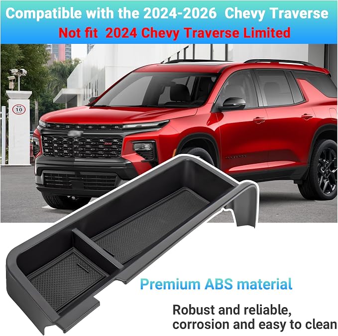 Center Console Organizer Dashboard Tray Compatible with 2024-2026 Chevy Traverse Accessories, Dashboard Storage Box for Sunglasses (Not Compatible with 2024 Chevy Traverse Limited)