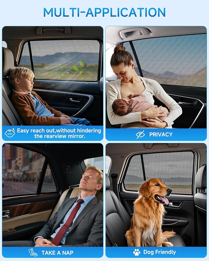 Car Window Shades for Toyota Corolla(2019-2024), 2-Pack Rear Window Sun Shades for Baby – Breathable Mesh, UV & Heat Blocker, Privacy Protection for Camping, Travel, Sleep & Nursing