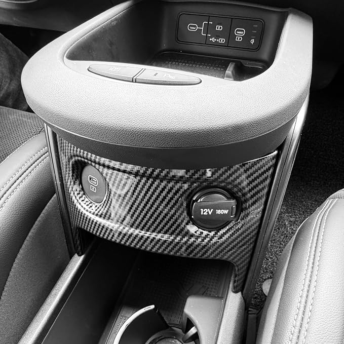 Carbon Fiber Style Car Front USB Charging Port Cover,Charging Port USB Protective Decorative Compatible with Hyundai Ioniq 5 N Accessories