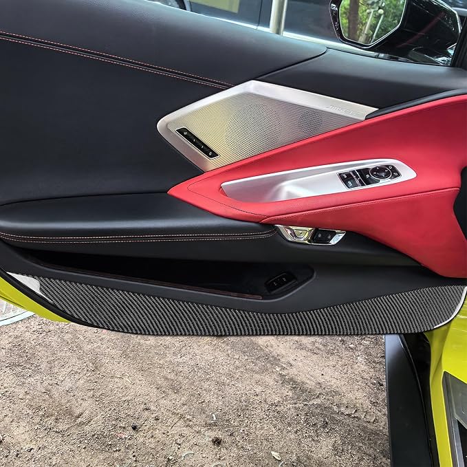Real Carbon Fiber Inner Door Panel Trim Compatible with Corvette C8 2020-2026, Interior Decor Sticker Accessories