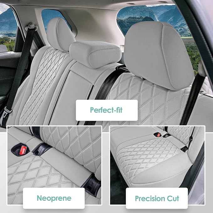 FH Group Custom-Fit Car Seat Covers Specifically Made for 2021-2026 Nissan Rogue, Rear Set Solid Gray Ultraflex Neoprene Waterproof Automotive Seat Cover